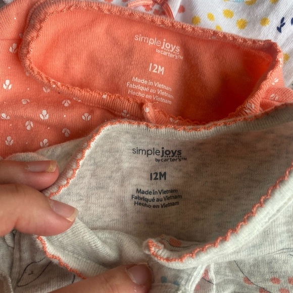 Set of Three Baby Girl Rompers Simple Joys by Carters Snail Floral and Dinosaurs - Picture 8 of 9